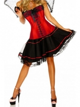 red newest corset with mini skirt m1807H