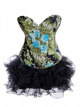 flower printed corset with layered skirt m1980