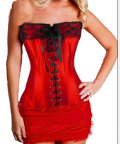 red newest corset with ruffle skirt m1807G