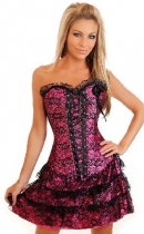 rose satin embroidered lace corset with skirt m1605f