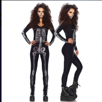 Skeleton printed jumpsuits halloween party costumes for women