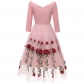 Rose Embroidery Dinner Party Lady Evening Net Yarn Dress Wedding Sexy CD1657