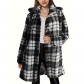 Black And White Extra Cover Women's Leopard Print Pocket Loose Plush Coat YM8629