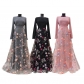 Three Dimensional Flower Hollow Splicing Evening Gowns Long Ladies Dress 21402