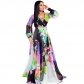 Summer Women Floral Print Casual Chiffon Maxi Dress M8266